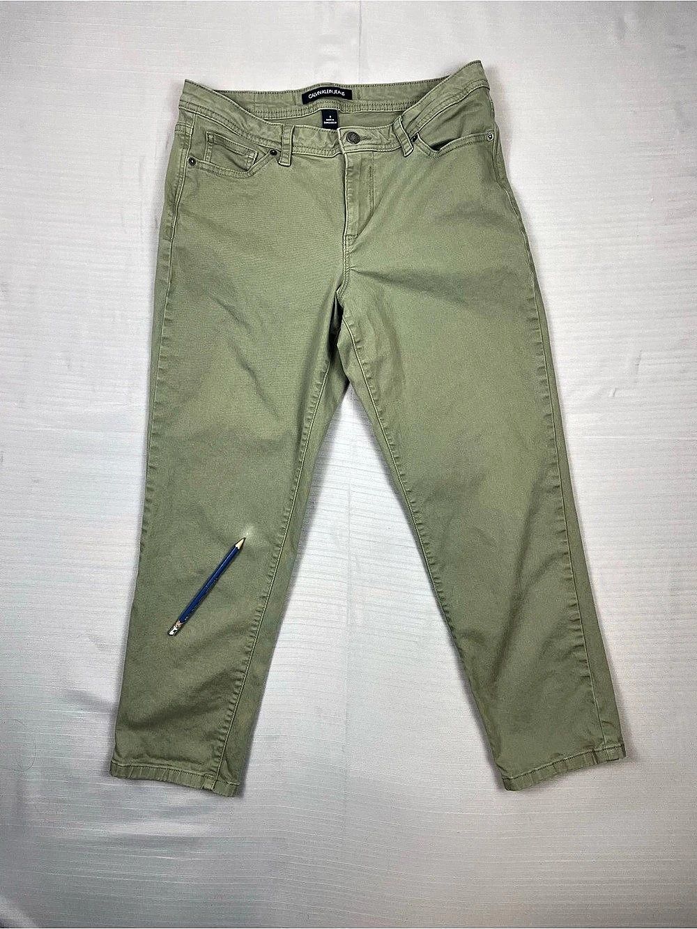 Calvin Klein Olive Green Stretch Twill Straight Leg Jeans Cut / Style CJ0M4157